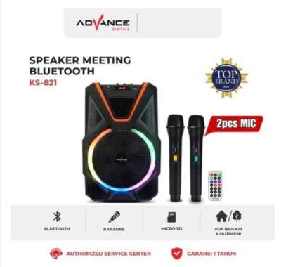 Advance Speaker Meeting Portable 8" Inch KS 821 Free 2 Mic Wireless / Speaker Wireless Bluetooth