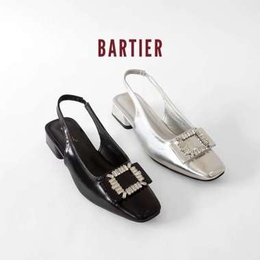 BARTIER - SEPATU SANDAL PESTA HAK 3 CM CHUNKY PARTY HEELS 38 Silver