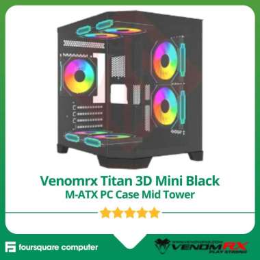 VenomRX Titan 3D Mini Black M-ATX PC Case Casing Mid Tower