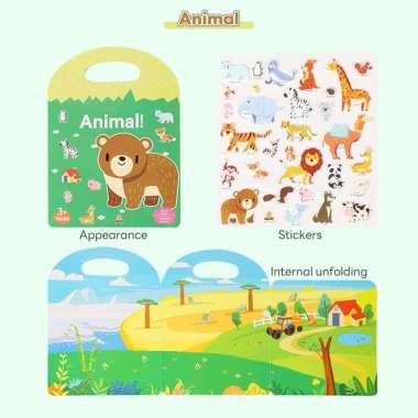 FG Buku Stiker Anak Reusable Sticker DIY Bag Style Activity Book Mainan Edukasi Anak BS02 BS02 Anima