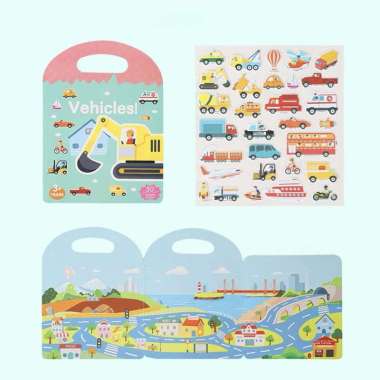 FG Buku Stiker Anak Reusable Sticker DIY Bag Style Activity Book Mainan Edukasi Anak BS02 BS02 Vehic