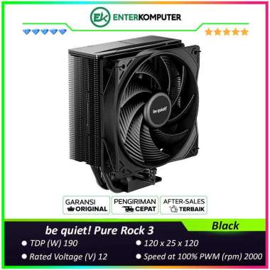 be quiet! Pure Rock 3 Black - Compact Performance for everyone - High Performance Cooling - 1x Pure