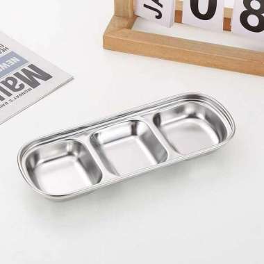 UKCOCO Tempat Saus Kecil Square Sauce Dish Plate Stainless Steel 304 UC3 Plastik Tutup Besar Mangkuk