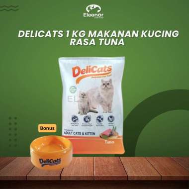 Delicats 1kg Makanan Kucing Bonus Tempat Makan Kucing