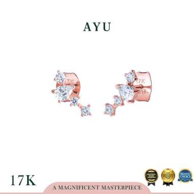 AYU Anting Emas - Mini Teardrop On Curve Studs 17k Rose Gold