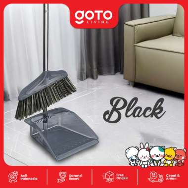 Goto Kurin Broom Set Kombinasi Sapu Pengki Alat Pembersih Lantai BLACK