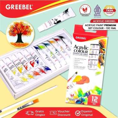 GREEBEL Acrylic Paint 12 Warna 6ml / Cat Lukis Akrilik 12 Warna 6ml Greebel