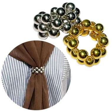 Jamila Beaded Ring Syal Scarf Hijab Gesper Cincin Metalic Beads Anyam Multifungsi Handmade Fashion R