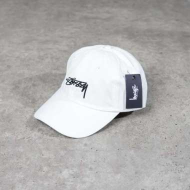 Topi STUSSY DESIGNS LOW BLACK WHITE CAP 100% ORIGINAL