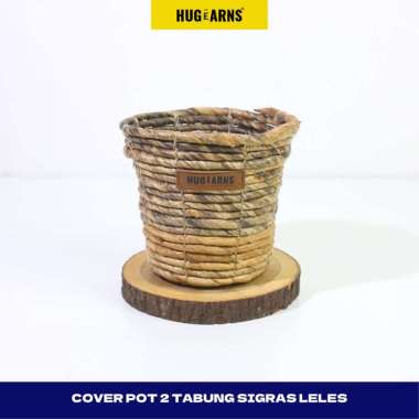 HUGeARNS - Cover Pot 2 Tabung Sigras Leles Anyaman / Cover Pot Anyaman / Cover Pot Anyaman Pot / Cov