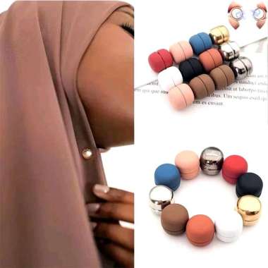 Pin Magnet Hijab Bulat Simple Bros Tanpa Tusuk Magnetic Kancing Baju Jilbab Fashion Pin Bulat Pink