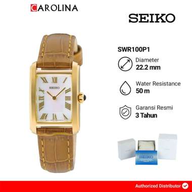 Jam Tangan Seiko Classic SWR100P1 Tank Discover More Ladies White Dial Brown Leather Strap