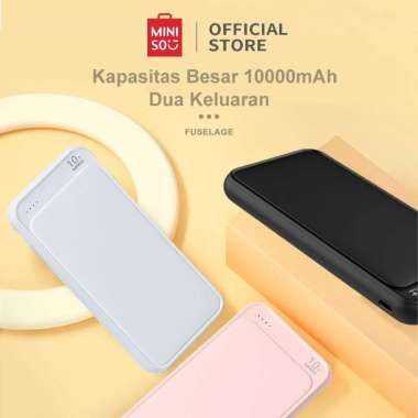 MINISO Powerbank 10000 mah Gelas Hisap Portabel Daya Ponsel Mircro Type-C 2 Usb Output Charger Port 