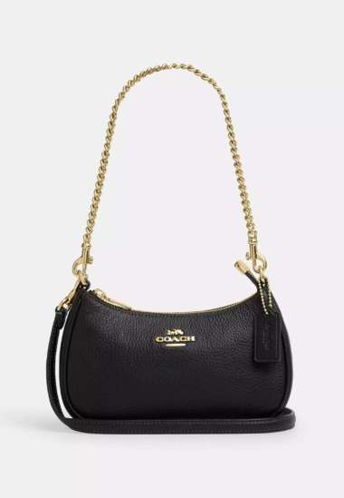 Teri Mini Crossbody Bag pebbled leather Gold Black