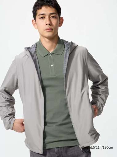 UNIQLO Jaket Reversible Parka Pria Reversibel Water Repellent GRAY M