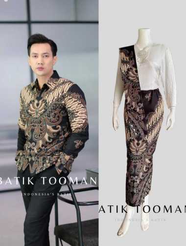 GURDONO GURDONIA Black Choco Cream Couple Sarimbit Rok 2 Lapis & Kemeja Batik Slimfit Warna Hitam Co