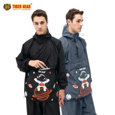 Jas Hujan Setelan Space Jas Hujan Pria dan Wanita - Tiger Head 70063 Abu-abu