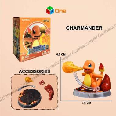 Blokees pokemon classic edition Pikachu Eevee Psyduck charmander Mainan figure Charmander