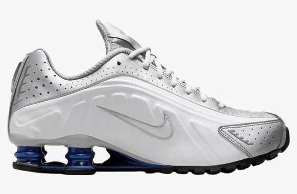 Sepatu Pria NIke Shox R4 - Metallic Silver / Deep Royal Blue (HQ1988-102) Original 42