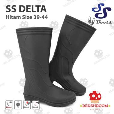 Sepatu Boot Tinggi SS Delta Hitam - Bot Boots Tinggi Petani Proyek Konstruksi PVC Anti Slip 43