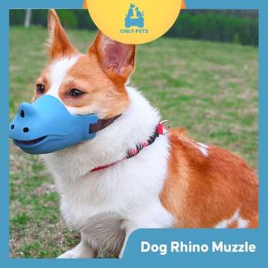 ONLY PETS Dog Rhino Muzzle Mouth Cover Penutup Mulut Anti Gonggong Blue XL