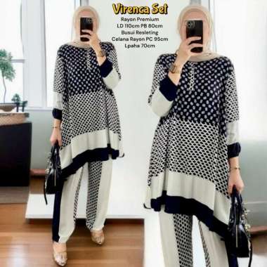 Laveta Set Tunik - One Set Wanita Kekinian Rayon Premium Baju Setelan Wanita Celana Kulot LD 110 Cm