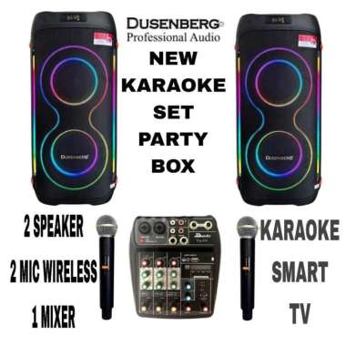 KARAOKE SET PARTY BOX DUSENBERG DOBEL 6,5 INCH BISA KARAOKE DI SMART TV YOUTUBE, INDOOR OUTDOOR..!!!