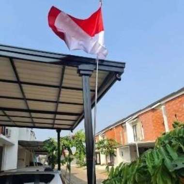 Tiang Bendera Premium 4 meter Galvanis Anti Karat Kail Kerekan Tali Bendera Standar
