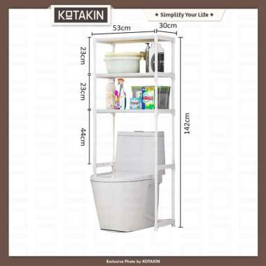 KOTAKIN Rak Kloset Kamar Mandi Susun Tempat Penyimpanan Sabun Shampoo Detergen Kokoh Putih
