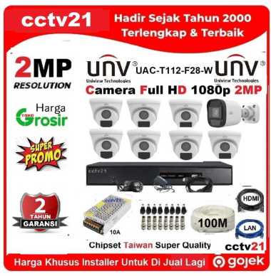 Paket 8 Camera / CCTV / UNV UAC-T112-F28-W 2MP+Kabel 100M +Kabel HDTV+Lan Harga Lagi Promo cctv21