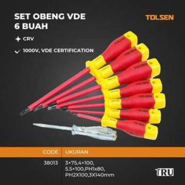 Obeng Tangan Set VDE Obeng Listrik CrV 6 Pcs TOLSEN 38013