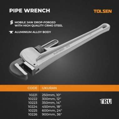 Pipe Wrench Kunci Pipa Kunci Ledeng 10, 12, 14, 18, 24, 36 Inch Aluminium alloy TOLSEN 10221-10226 2