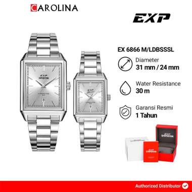 Jam Tangan Couple Expedition Glamour EX 6866 M/LDBSSSL Silver Dial Stainless Steel Strap