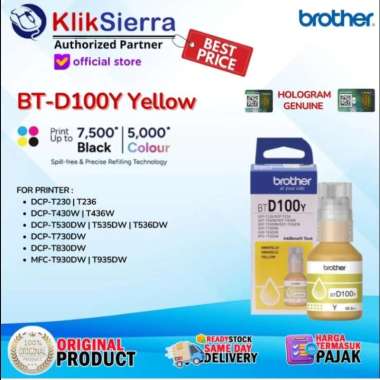 BROTHER Tinta Refill Botol BTD100 BTD-100 BT-D100BK D100BK BT-D100C D100C BT-D100M D100M BT-D100Y D1