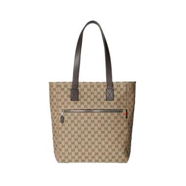 Gucci GG Canvas Medium Tote Bag Dark Brown