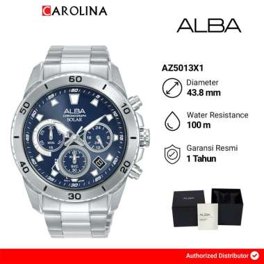 Jam Tangan Pria Alba Active AZ5013X1 Chronograph Blue Dial Stainless Steel Strap