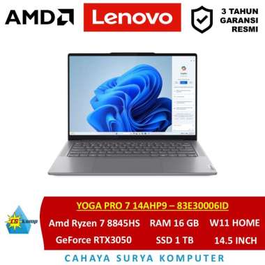 LENOVO YOGA PRO 7 14AHP9 - 83E30006ID (LUNA GREY)AMD Ryzen 7 8845HS - 16GB MEMORY 1TB SSD