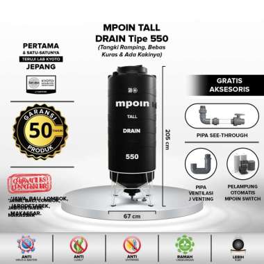 Tangki Air / Tandon / Toren MPOIN Plus Drain 550 Tall Hitam