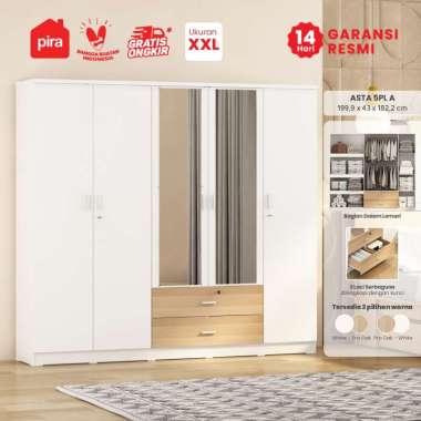 PIRA METROPOLIS OX - ASTA 5PL A Lemari Pakaian 5 Pintu dengan 2 Laci / Lemari Baju ASTA 5PL White