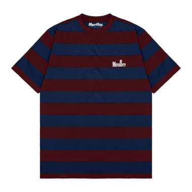 Moutley Men's T-Shirt Short Sleeve Oversized Fit Cotton 18s Stripe OL-C230325 Red M