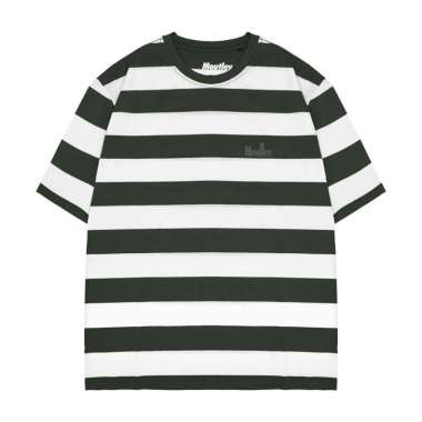 Moutley Men's T-Shirt Short Sleeve Oversized Fit Cotton 18s Stripe OL-C230325 White L