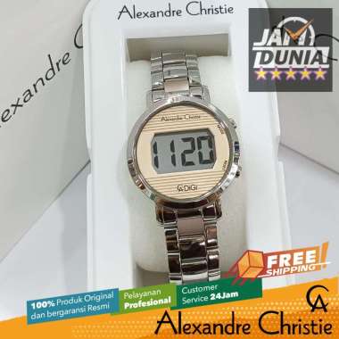 JAM TANGAN WANITA ALEXANDRE CHRISTIE DIGI DIGITAL ORIGINAL SILVER KOMBINASI PEACH 9497 AC 9497 AC949