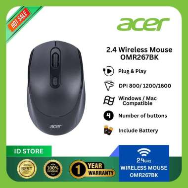 Acer OMR267 Mouse 2.4G Wireles USB, Windows & Mac, Garansi 1 Tahun