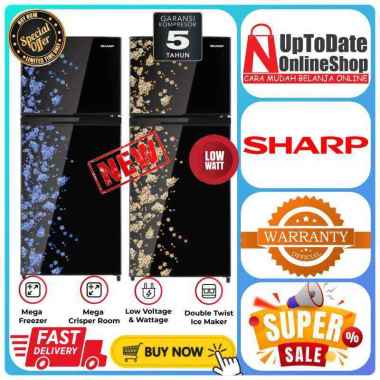 KULKAS SHARP SJ-195MD SJ195MD SJ 195MD LEMARI ES 2 PINTU SAKURA LED LAMP EXTRA BIG FREEZER SHARP LEM
