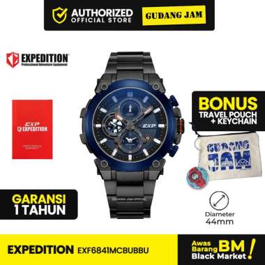 Jam Tangan Pria Analog Expedition EX 6841 MCB Stainless Steel Black Blue