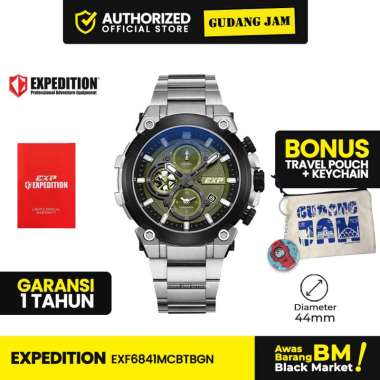 Jam Tangan Pria Analog Expedition EX 6841 MCB Stainless Steel Silver Green