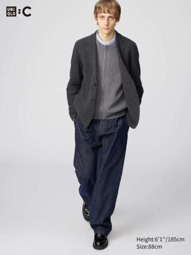 UNIQLO C CLARE WAIGHT KELLER CWK Celana panjang pria Lurus Lipit Pleated Straight Pants Denim Navy 8