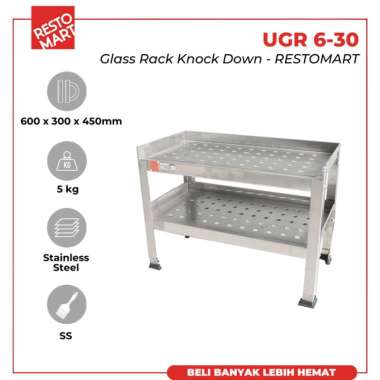 Rak Stainless / Rak Serbaguna / Rak Gelas / Glass Rack 6-30 RESTOMART Stainless (1418017) (F12)