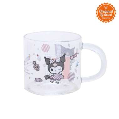 Sanrio Glassware Kuromi Cinnamoroll Gelas Minum Lucu Sanrio Glassware Medium Kuromi 8x8.5 cm