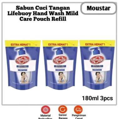 Sabun Cuci Tangan Lifebuoy Hand Wash Mild Care Pouch Refill 180ml 3 Pc